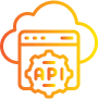 Cloud icon with API tag and connecting lines